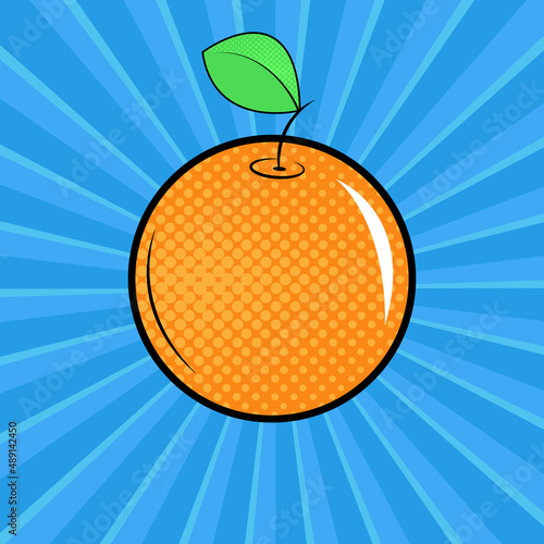 Poster with orange in  pop art style