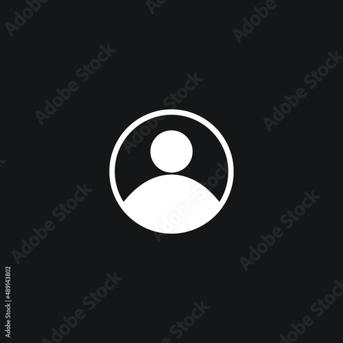 eps10 vector illustration of a white user icon, user profile symbol in simple flat trendy style isolated on black background, man avatar sign for web site, mobile application, UI, and logo