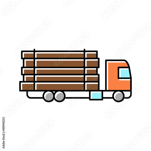 truck transportation wood timber color icon vector illustration