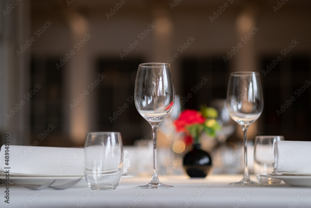 empty glass of water on the table with blur background empty glass of water on the table with blur background