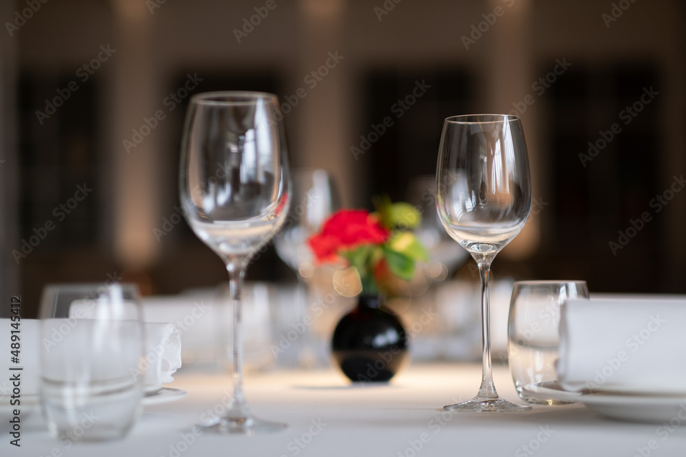 empty glass of water on the table with blur background empty glass of water on the table with blur background