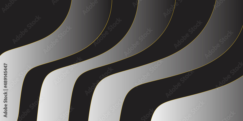 Abstract modern background. Black wave with gold gradients lines. Trendy banner. Vector illustration. Abstract modern background. Black wave with gold gradients lines. Trendy banner. Vector illustration.