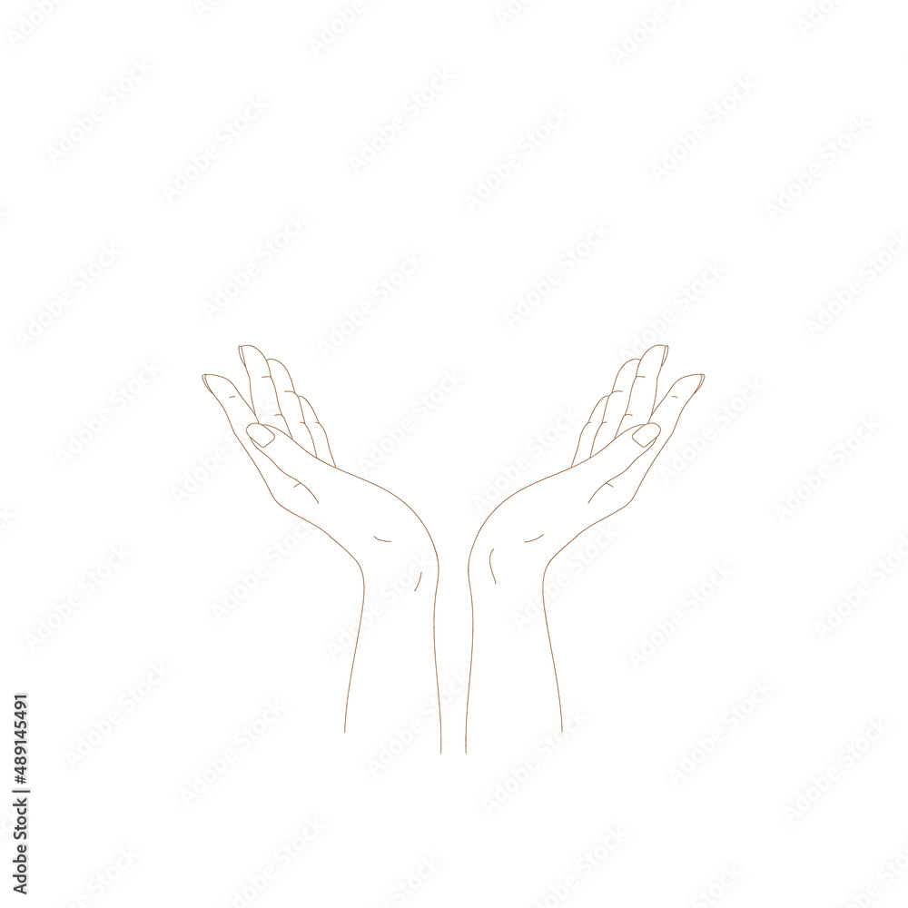 Line art Hands with heart, Black and white icon Line art Hands with heart, Black and white icon