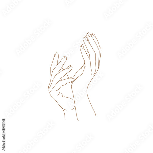 Line art Hands with heart, Black and white icon