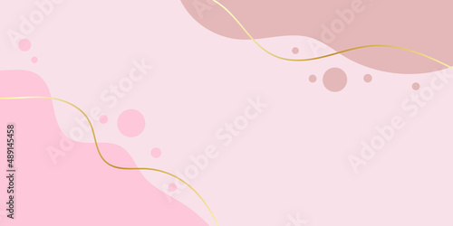 Abstract modern background. Pink wave with gold gradients lines. Trendy banner. Vector illustration.	