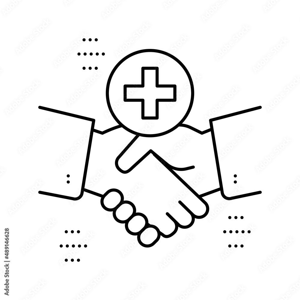 handshake thank you line icon vector illustration