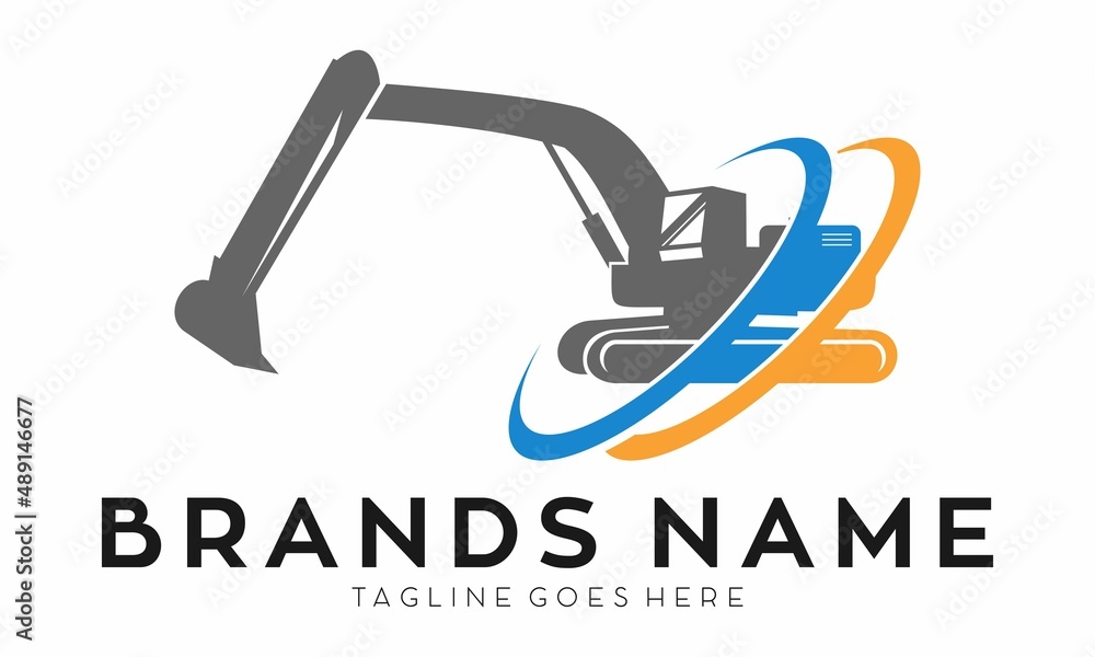 Excavator technology symbol logo design Excavator technology symbol logo design
