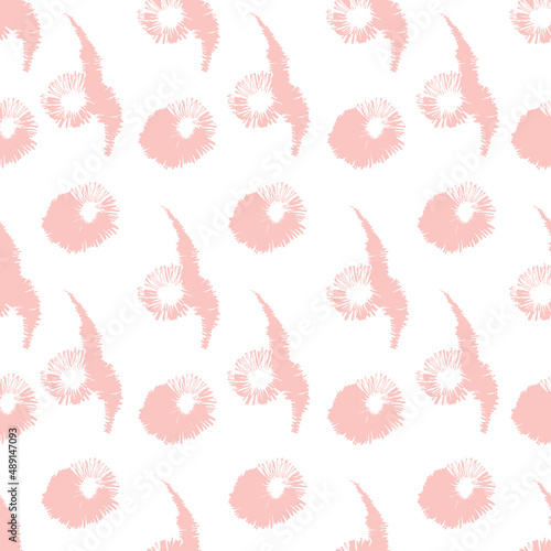 Vector seamless pattern with pink wavy stripes on white background