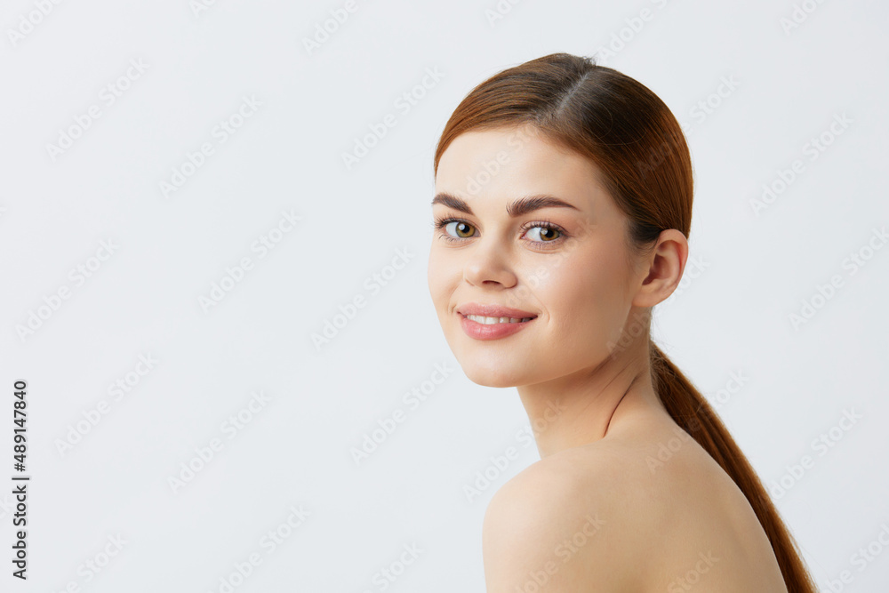 pretty woman bare shoulders pure skin glamor close-up Lifestyle pretty woman bare shoulders pure skin glamor close-up Lifestyle