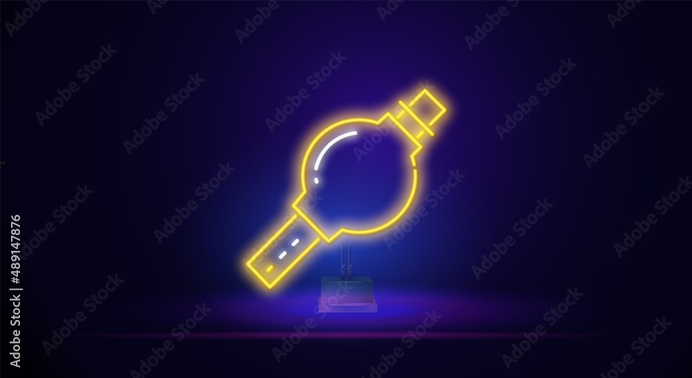 The glowing neon line of the sitar is an icon of a classical musical instrument isolated on a dark background. Vector The glowing neon line of the sitar is an icon of a classical musical instrument isolated on a dark background. Vector