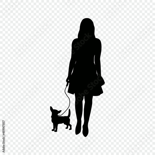silhouette of a woman with dog