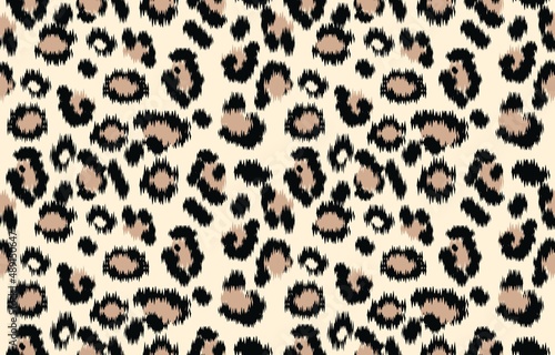 Cute leopard pattern. pastel color seamless ikat pattern design. texture animal background design for fashion, fabic, wallpaper, decoration, print