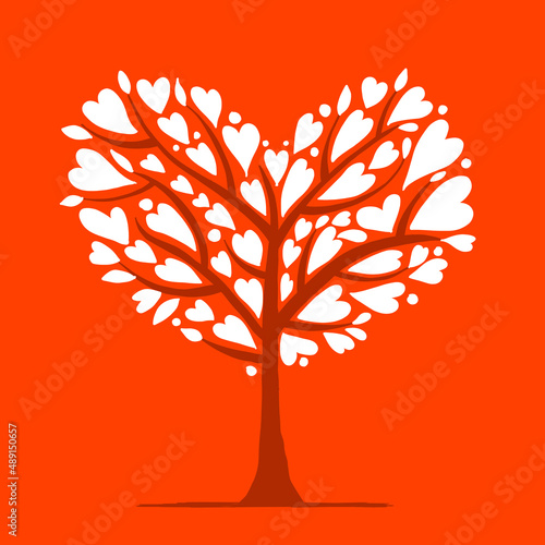 Valentine tree, love concept. Heart shape for your design