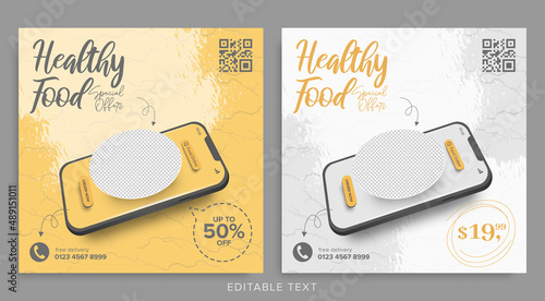 Healthy food promotion social media Instagram post banner template