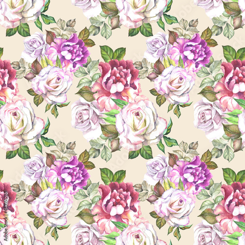 seamless pattern with piones