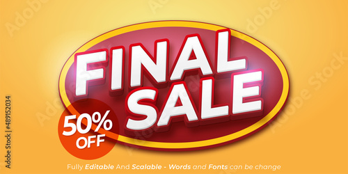 3d Style Vector shiny icon tag final sale for bussiness promotion