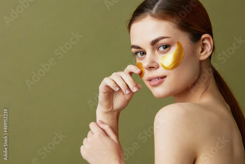 woman golden patches clean skin smile posing close-up Lifestyle