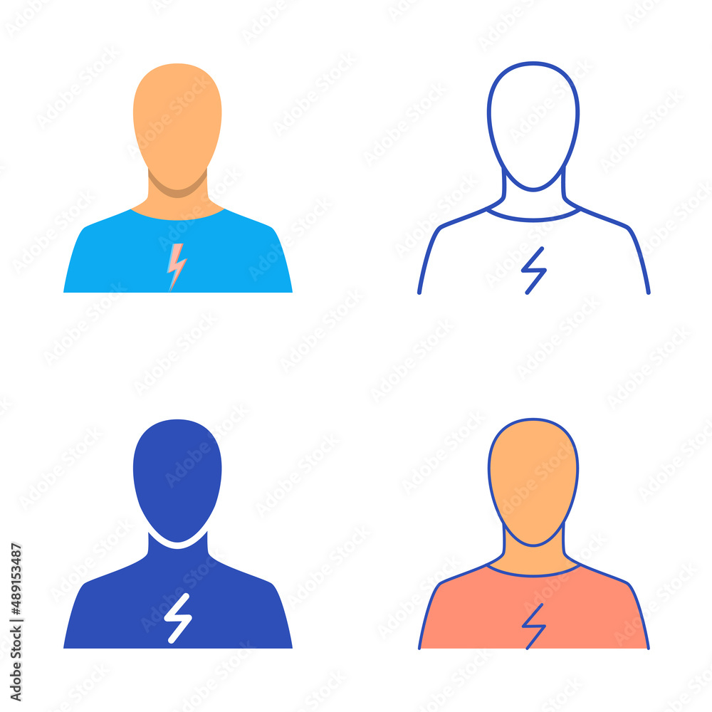 Chest pain icon set in flat and line style Chest pain icon set in flat and line style