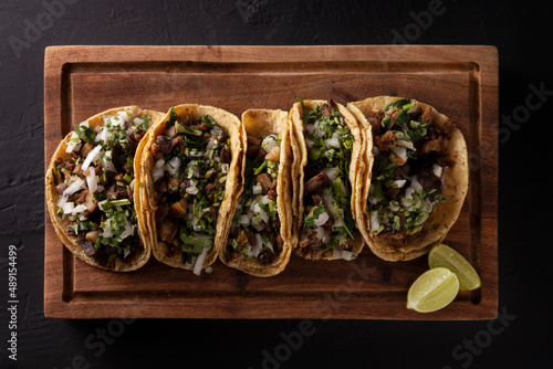 Wallpaper Mural Tacos de Suadero. Fried meat in a corn tortilla. Street food from CDMX, Mexico, traditionally accompanied with cilantro, onion and spicy red sauce Torontodigital.ca