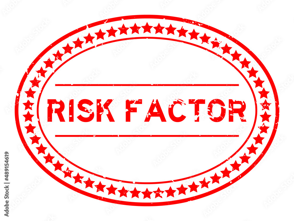 Grunge red risk factor word oval rubber seal stamp on white background Grunge red risk factor word oval rubber seal stamp on white background