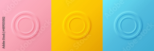 emboss 3D circle ring round shape with rendering pastel color backdrop luxury geometric background wall scene cosmetic product display presentation