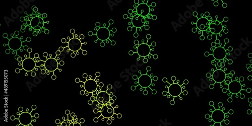 Dark green, yellow vector texture with disease symbols.