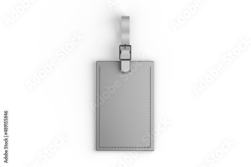 Blank Leather luggage tag isolated on white background.3d rendering. photo