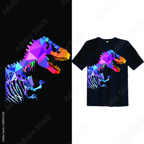 custom dinosaur polygonal t shirt design for printing, for kids