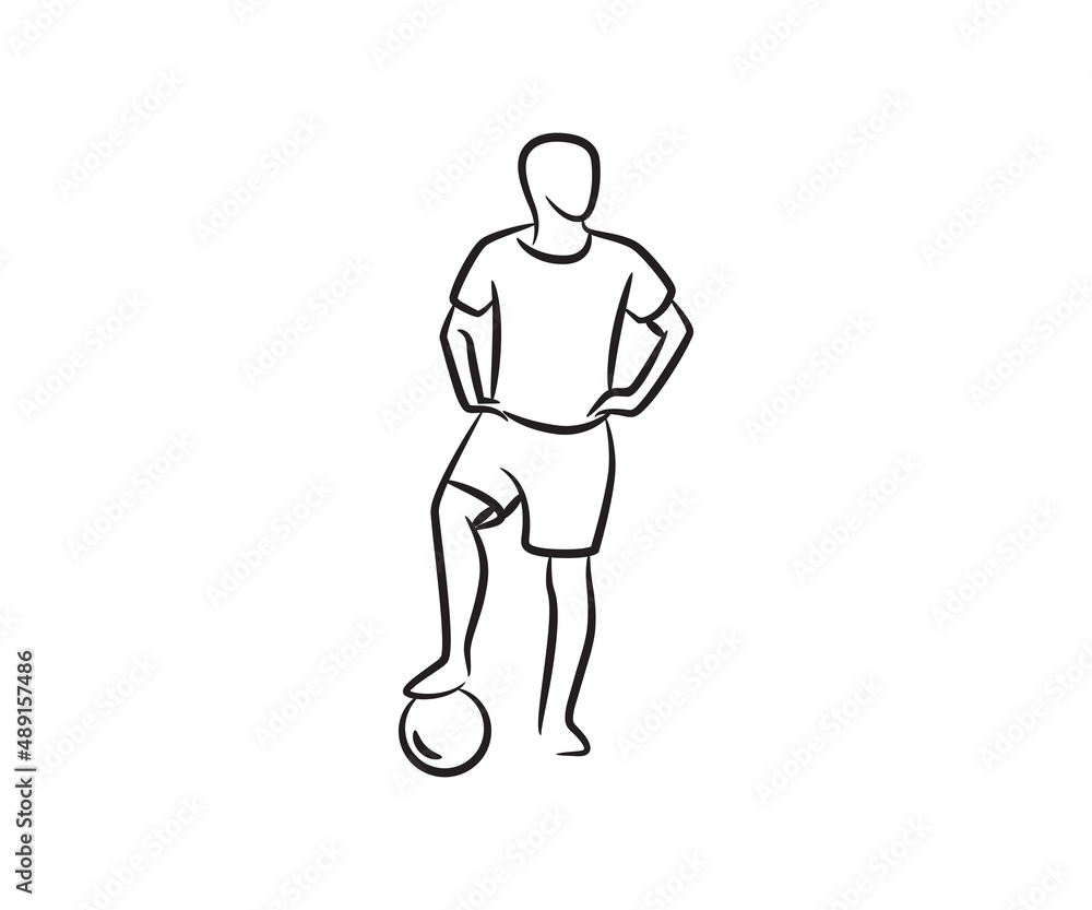 football player sketch line illustration