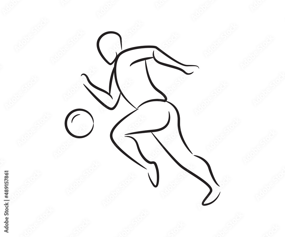 hand drawn soccer player line illustration hand drawn soccer player line illustration