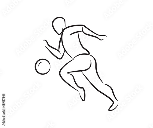 hand drawn soccer player line illustration