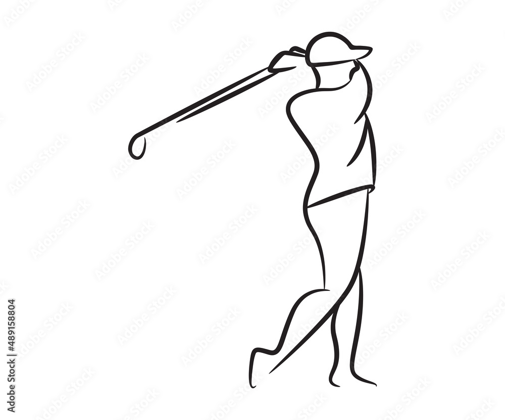 Obraz premium golf player hand drawn and sketch line illustration