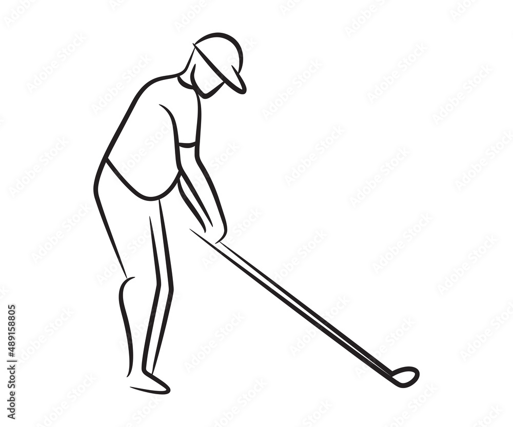 golf player hand drawn and sketch line illustration golf player hand drawn and sketch line illustration