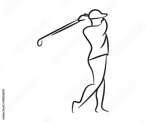 golf player hand drawn and sketch line illustration