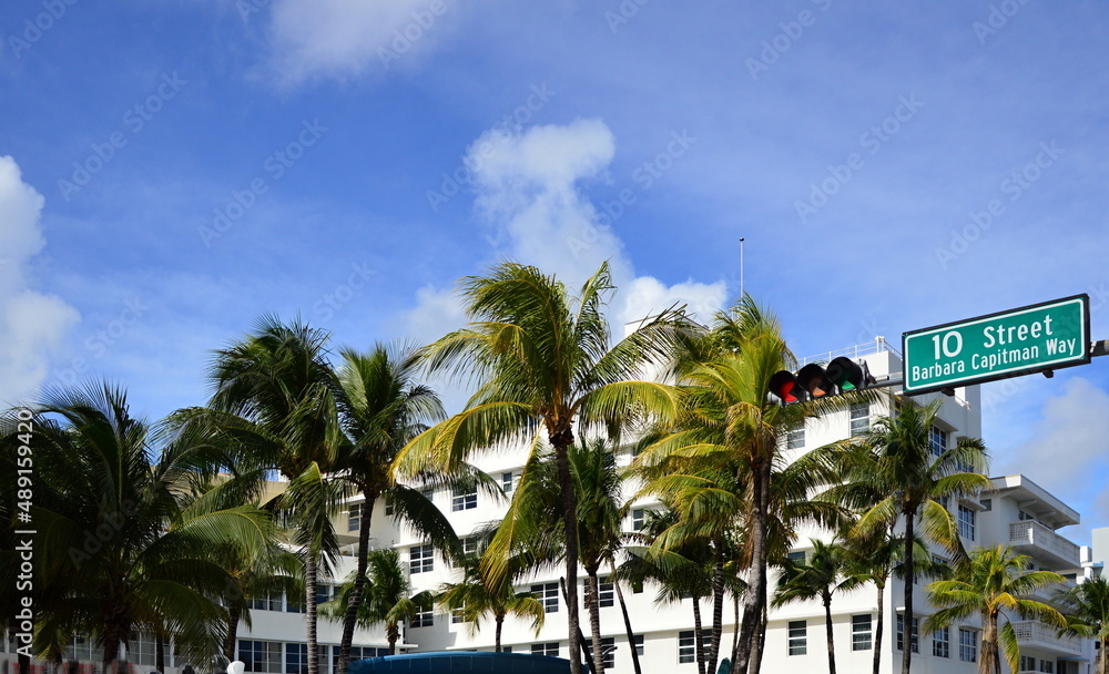 Typische Fassade in Miami Beach am Atlantik, Florida