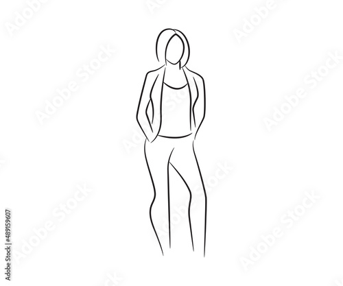 hand drawn businesswoman line illustration