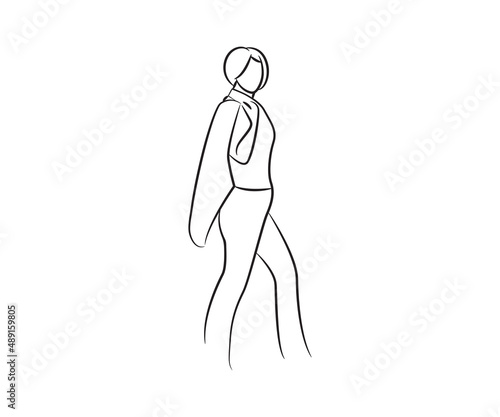 hand drawn businesswoman line illustration