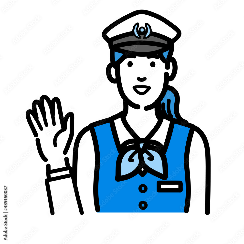 手を挙げて笑顔で挨拶をしている運転手の女性
手を挙げて笑顔で挨拶をしている運転手の女性