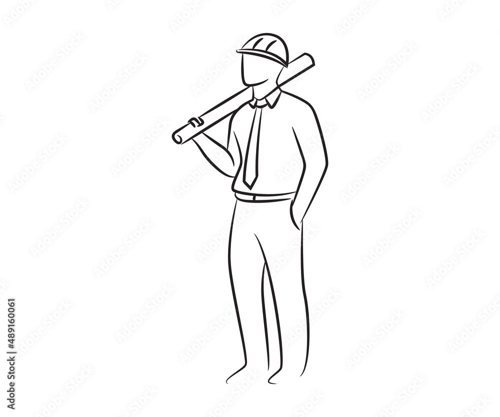 hand drawn architect and engineer illustration hand drawn architect and engineer illustration