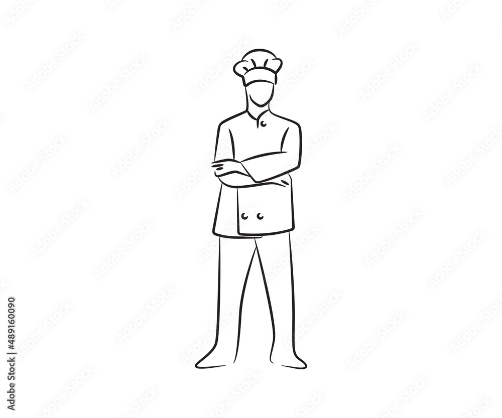 chef character sketch line illustration