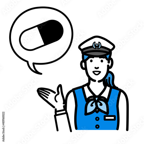 薬の説明をしている運転手の女性
