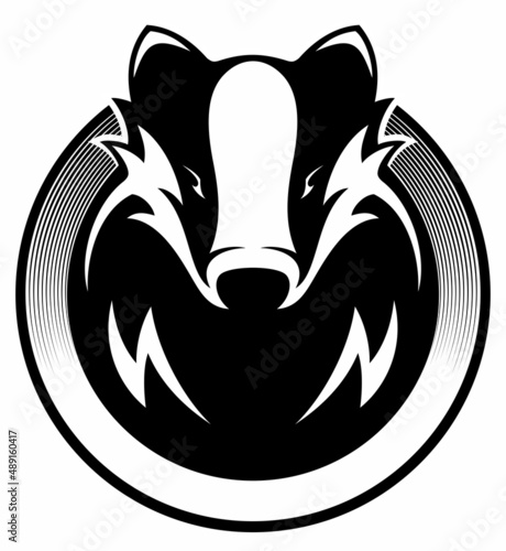 Canvas Print Vector badger head, badger logo, isolated on white background.