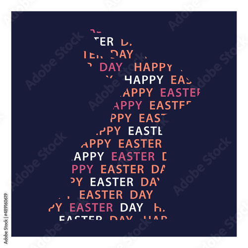 Easter card. A hare consisting of inscriptions.