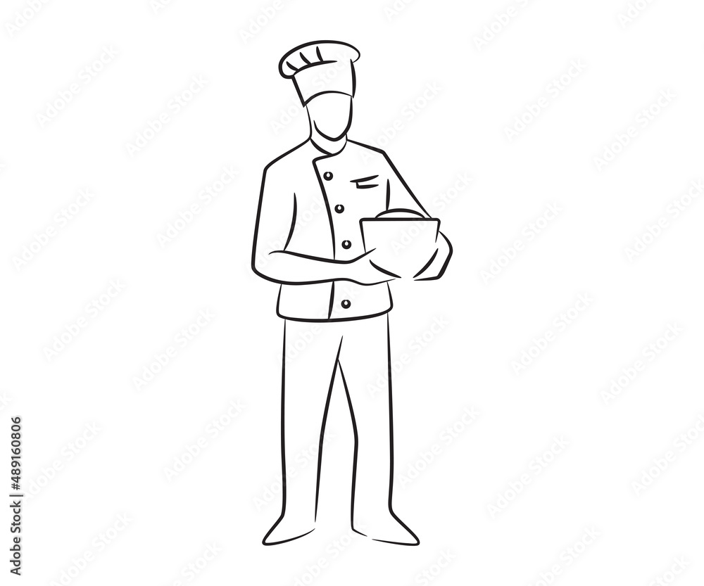 chef character sketch line illustration chef character sketch line illustration