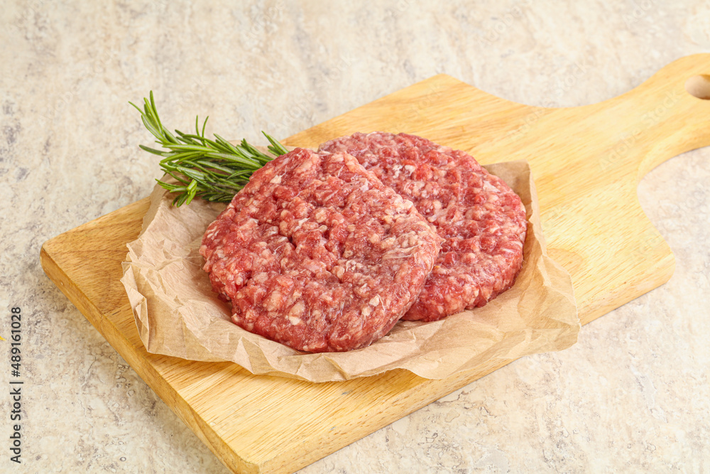 Raw beef burger cutlet for grill Raw beef burger cutlet for grill