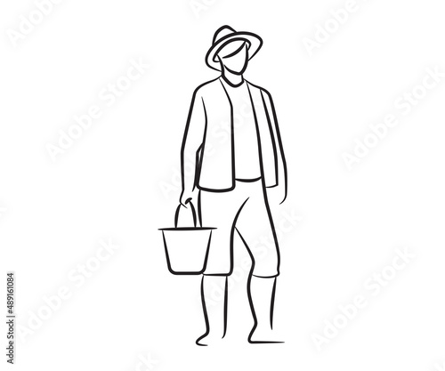 hand drawn and sketch farmer illustration