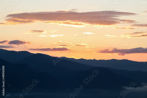 Beautiful sky at sunrise on mountain.