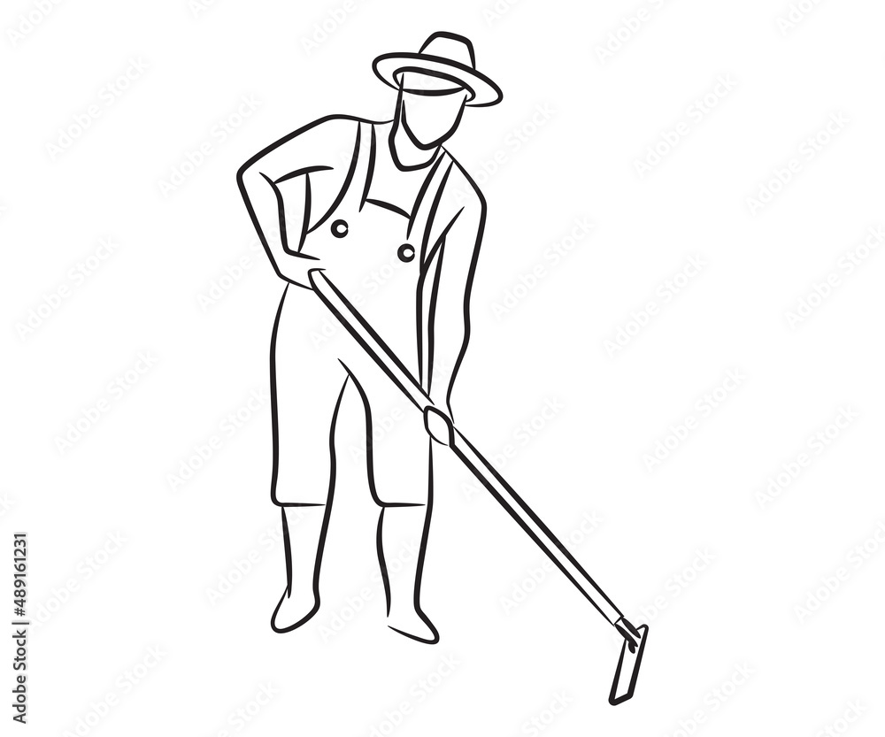 hand drawn and sketch farmer illustration