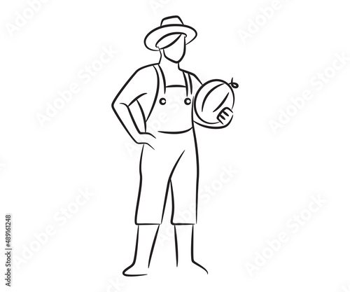 hand drawn and sketch farmer illustration