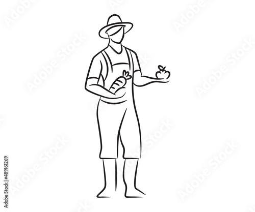 hand drawn and sketch farmer illustration